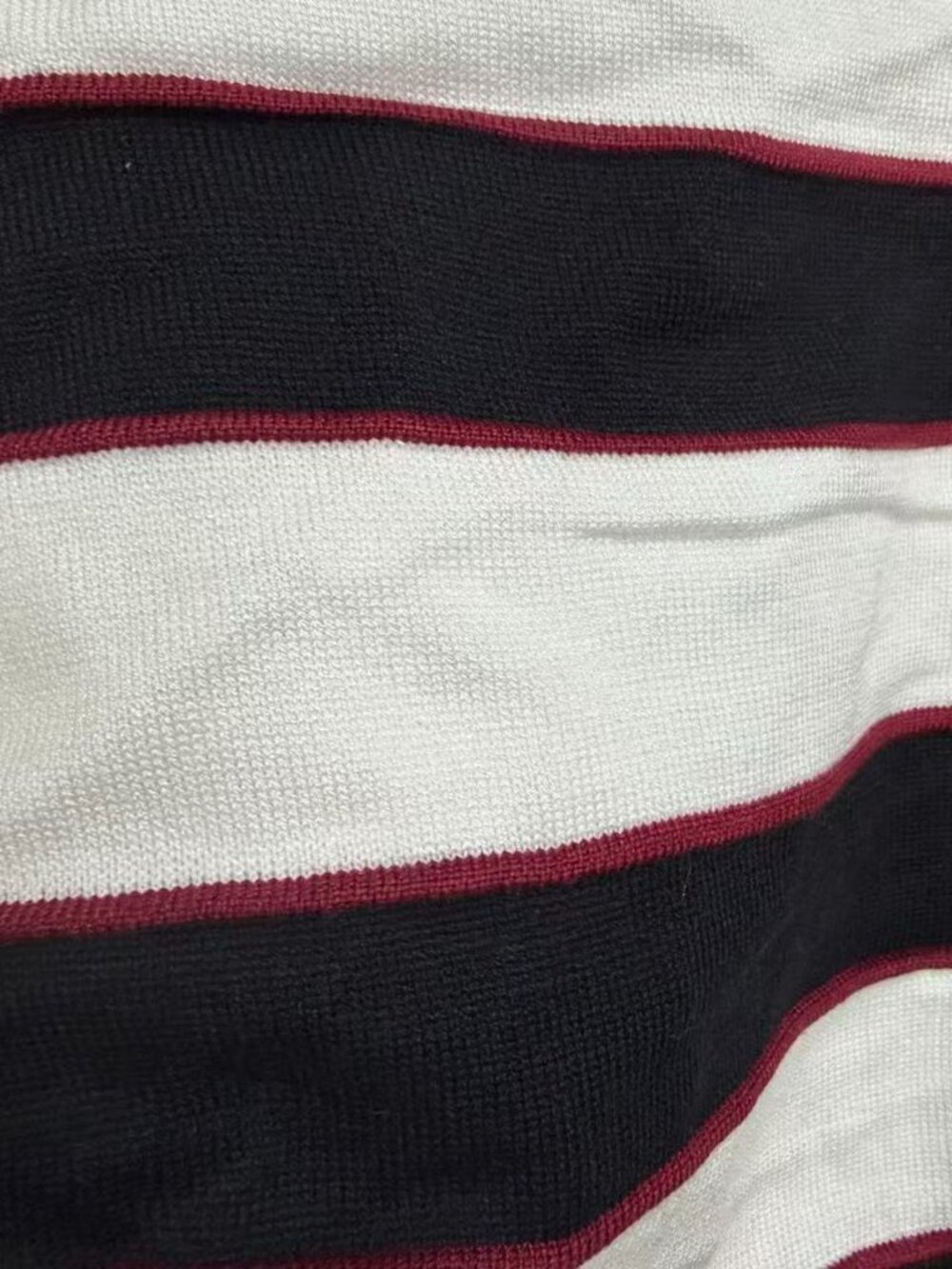 ⚫Thom Browne Black White Red Stripe Half Zip Polo Dachshund Knit Top - Picture 6 of 7